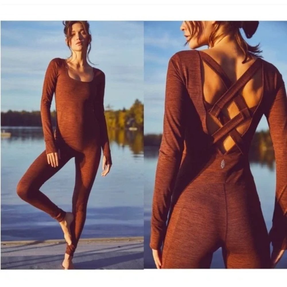 NEW FREE PEOPLE RELIEVE CROSS BACK ONESIE, MEDIUM